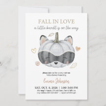 Baby Shower Fall in Love Autumn Pumpkin Raccoon