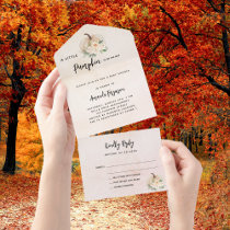 Baby Shower fall in love pumpkin RSVP All In One Invitation