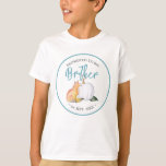Baby Shower Family Shirts Brother Pumpkin Fox<br><div class="desc">This baby shower family shirt features the words "Promoted to big brother" in fun script typography. A watercolor white pumpkin,  fox and greenery adorns the front. Use the template fields to add your custom text. Explore more from this charming fox and pumpkin theme at https://www.zazzle.com/collections/fall_themed_woodland_fox_and_white_pumpkin-119146221281062653</div>