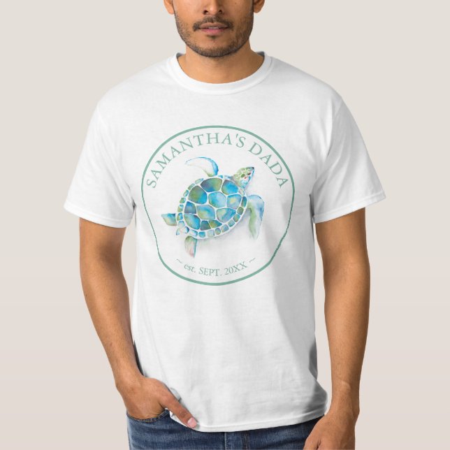 Baby Shower Family Shirts Dad Sea Turtle (Front)