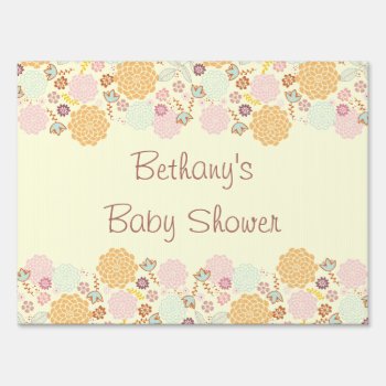 Baby Shower Fancy Modern Floral Yard Sign by JK_Graphics at Zazzle
