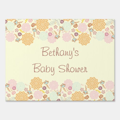 Baby Shower Fancy Modern Floral Yard Sign