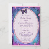 Baby Shower Faux Glitter, Butterfly, Roses, Lace Invitation (Back)