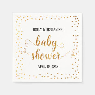 Baby Shower Faux Gold Foil Confetti, Names & Date Napkins