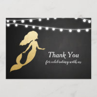 Baby Shower | Faux Gold Foil Mermaid | Thank You Invitation