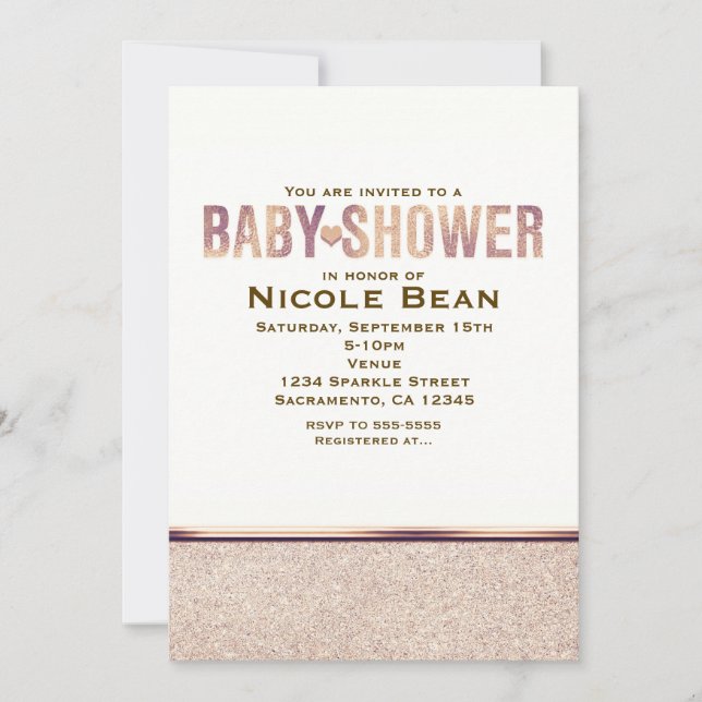 Baby Shower Faux Rose Gold Champagne Invitation (Front)