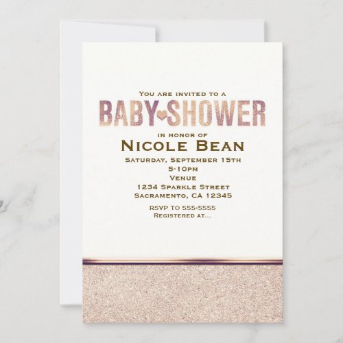 Baby Shower Faux Rose Gold Champagne Invitation