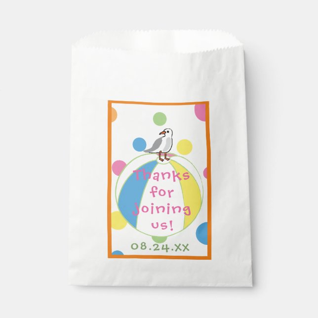 Baby Shower Favor Bag, Beach Ball Favor Bag (Front)