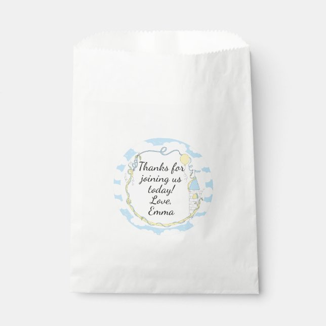 Baby Shower Favor Bag, Blue, Castle in the Sky Favor Bag (Front)