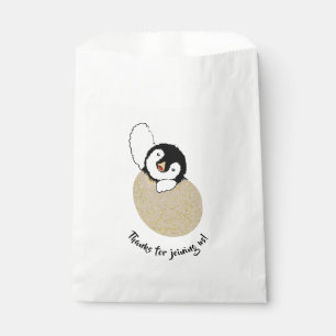 Baby Shower Favor Bag, Gold, Baby Penguin Bag