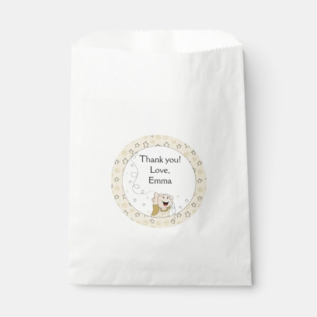 Baby Shower Favor Bag, Gold Black Stars, Baby Bag (Front)