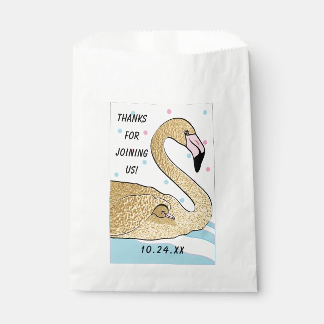 Baby Shower Favor Bag, Gold Flamingo Baby & Mommy Bag (Front)