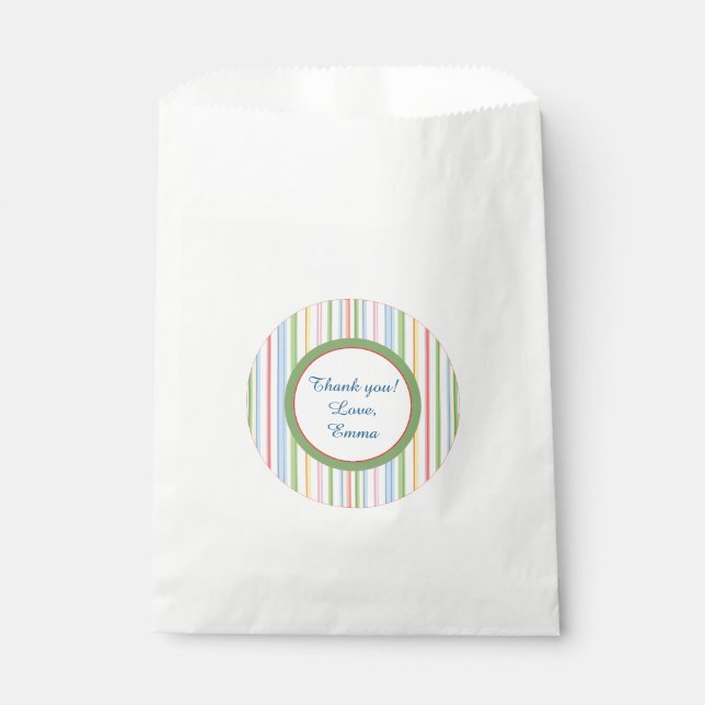 Baby Shower Favor Bag "PIcnic Stripes/Florals" (Front)