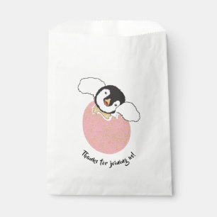 Baby Shower Favor Bag, Pink, Baby Penguin Bag