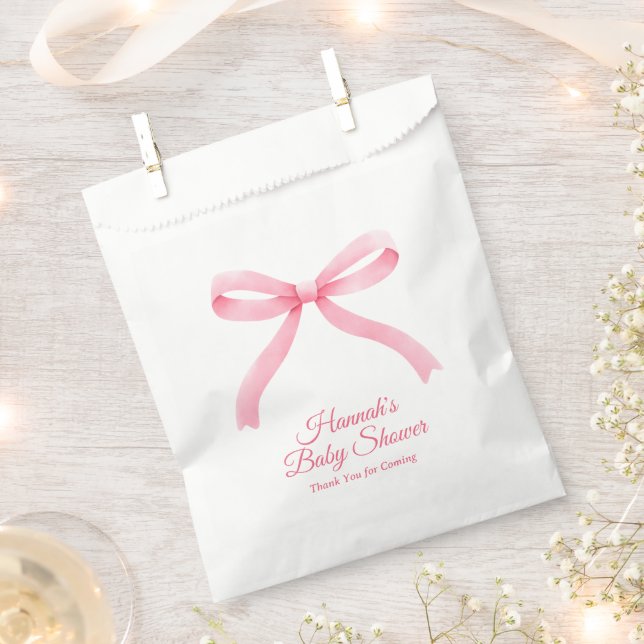 Baby Shower Favor Bag Pink Bow Girly (Clipped)