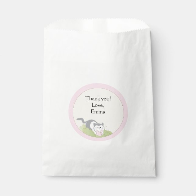 Baby Shower Favor Bag, Pink Build-a-Library Shower Bag (Front)