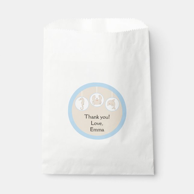 Baby Shower Favor Bag, Under the Sea, Cream/Blue Favor Bag (Front)