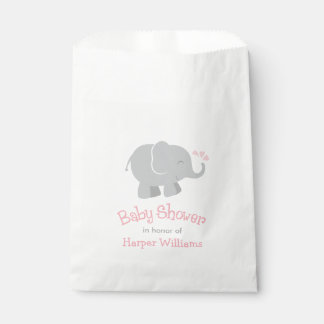 Baby Shower Favor Bags | Elephant Blush Pink Gray