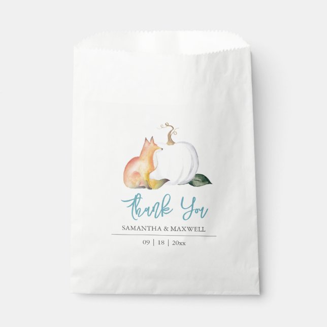 Baby Shower Favor Bags Fall Pumpkin Fox (Front)