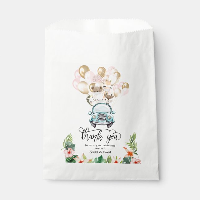 Baby Shower Favor Bags | Safari Friends Drive By (Front)
