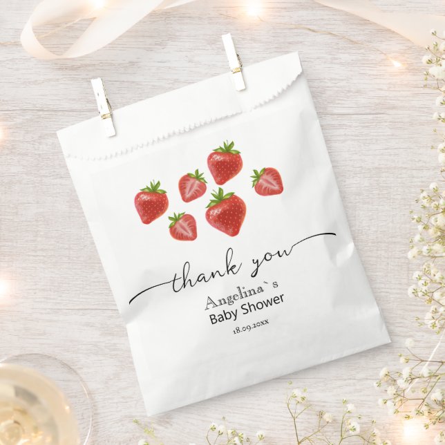 Baby shower Favor Bags Sweet Strawberries  (Clipped)