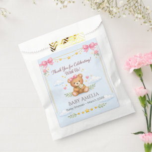 Baby Shower Favor Bags Teddy Bear Girl Thank You