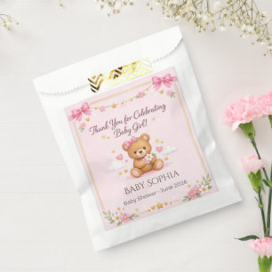 Baby Shower Favor Bags Thank You Baby Girl Teddy