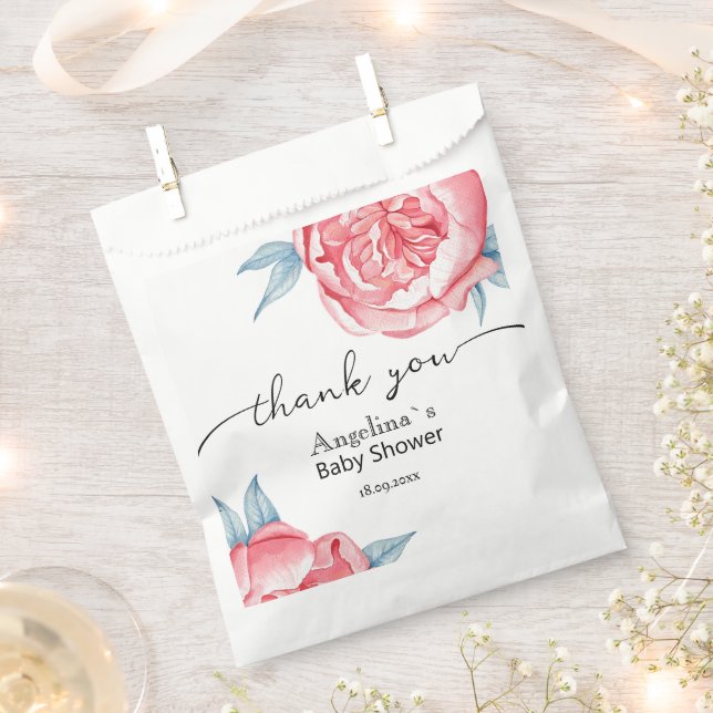 Baby shower Favor Bags Watercolor Peonies (Clipped)