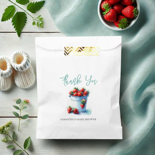 Baby Shower Favor Bags Watercolor Strawberries