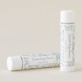 Baby Shower Favor Blue French Toile Paraben Free Lip Balm