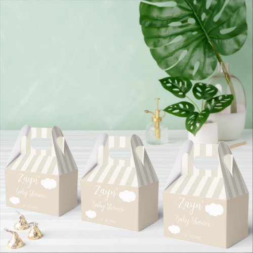 Baby Shower Favor Box Blue Clouds Cute Minimal Des