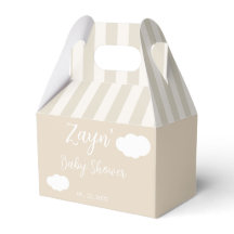 Baby Shower Favor Box Blue Clouds Cute Minimal Des