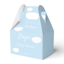 Baby Shower Favor Box Blue Clouds Cute Minimal Des