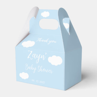 Baby Shower Favor Box Blue Clouds Cute Minimal Des