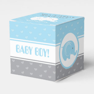 Baby Shower Favor Box with Elephant 2" x 2" - Boy