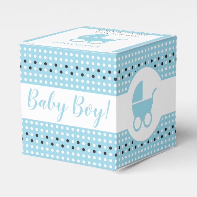 Baby Shower Favor Box with Stroller 2" x 2" - Boy (Front Side)
