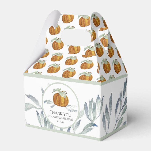 Baby Shower Favor Boxes Fall Little Pumpkin (Front Side)