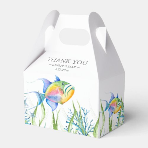 Baby Shower Favor Boxes Watercolor Tropical Fish