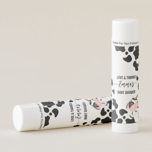Baby shower favor cow pattern baby cow custom lip balm