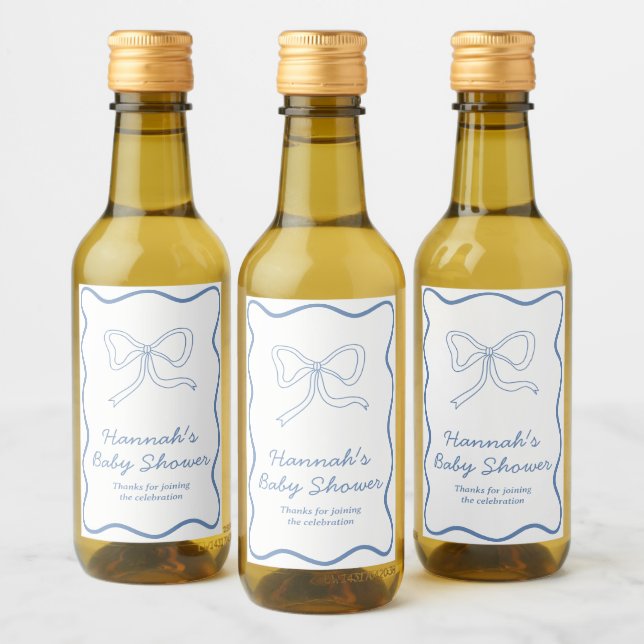 Baby Shower Favor Personalized Blue Bow Wine Label (Bottles)