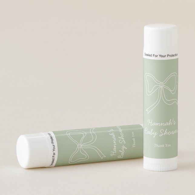 Baby Shower Favor Sage Green Paraben Free Lip Balm (Front)