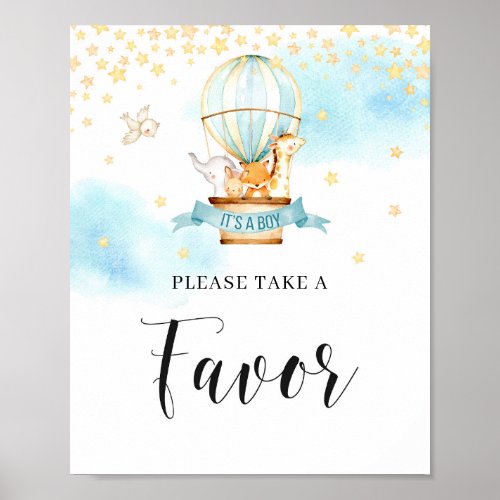 Baby Shower Favor sign hot air balloon animals