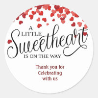 BABY SHOWER favor stickers|hearts|sweetheart Classic Round Sticker