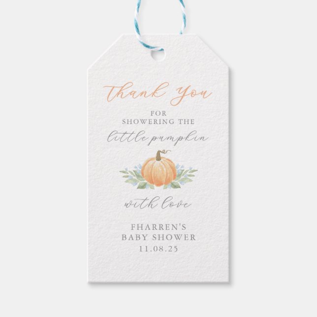 Baby Shower Favor Tag | A Little Pumpkin (Front)