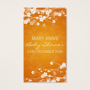 Baby Shower Favor Tag Cherry Blossom Orange
