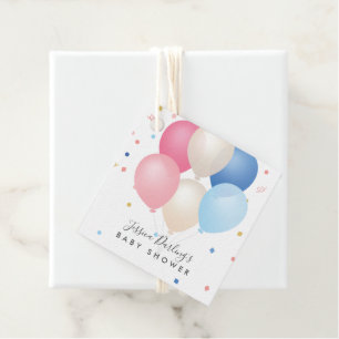 Baby Shower Favor Tag Pink and Blue with Balloons