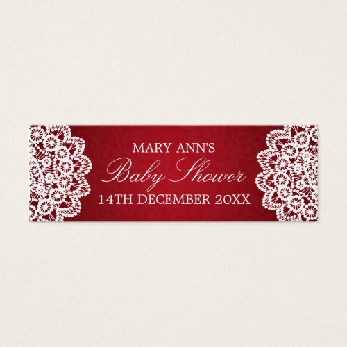 Baby Shower Favor Tag Vintage Lace Red