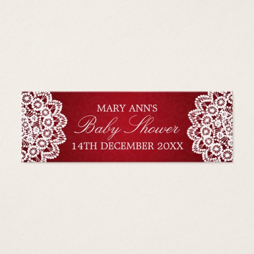 Baby Shower Favor Tag Vintage Lace Red Business Card