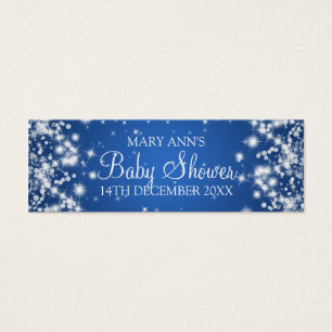 Baby Shower Favor Tag Winter Sparkle Blue