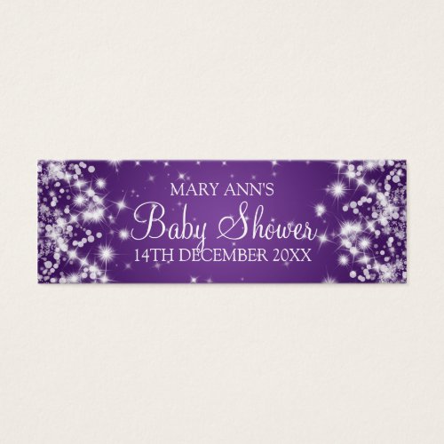 Baby Shower Favor Tag Winter Sparkle Purple Business Card